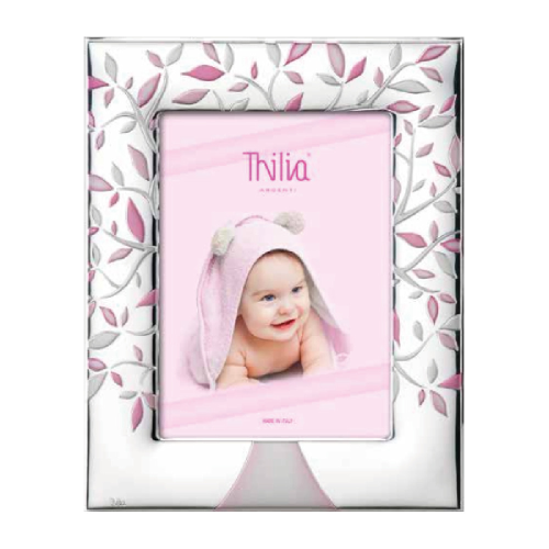 CORNICE IN ARGENTO FOGLIE ROSA 10X15 CM - 452828