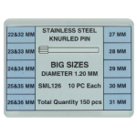 ASSORTIMENTO 150 PERNI ACCIAIO TESTA ZIGRINATA Ø 1.20