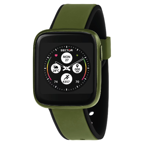 SMARTWATCH SECTOR S-04 BLK+GREEN SIL R3253158005