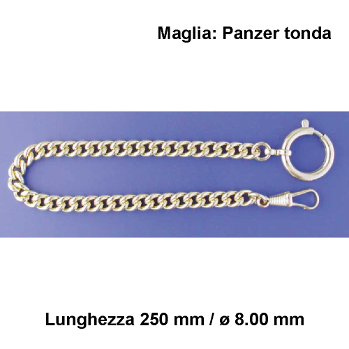 CATENA ACCIAIO DORATA PER OROLOGIO TASCA - 8.0 MM X 25 CM