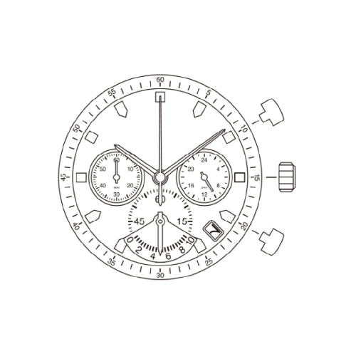 MOVIMENTO MIYOTA 0S22 CRONO, 13 1/2''', ALT. 5.10, D4:30, 6 LANCETTE