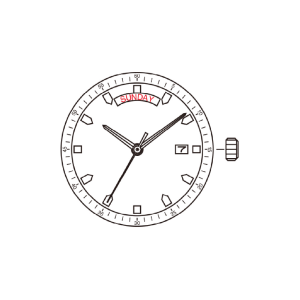 MOVIMENTO MIYOTA 2350, 11 1/2''', ALT. 4.15, GIORNO WIDE/DATA 3, 3 LANCETTE