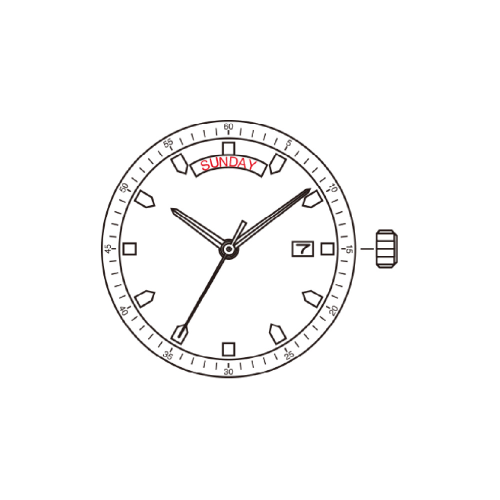 MOVIMENTO MIYOTA 2350, 11 1/2''', ALT. 4.15, GIORNO WIDE/DATA 3, 3 LANCETTE