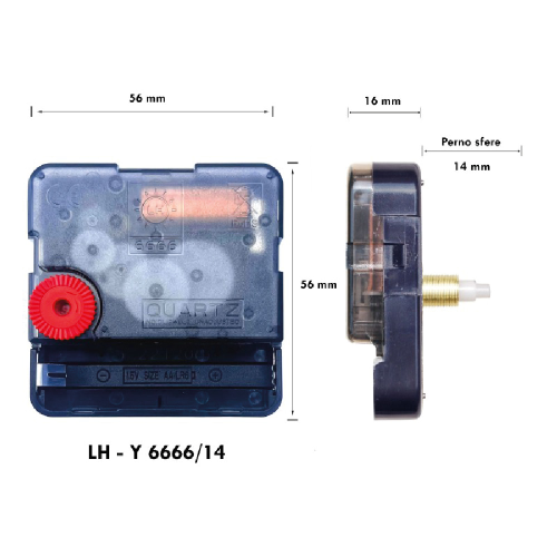 MOVIMENTO DA PARETE SILENZIOSO Y6666 - CORTO 14 MM