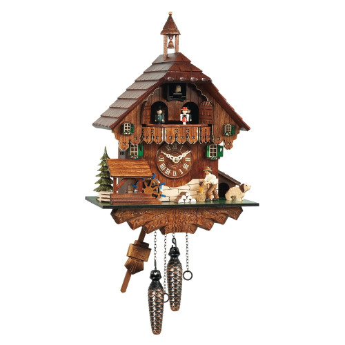 OROLOGIO KUCKUCK QUARZO CASETTA CON CARILLON E SPACCALEGNA ANIMATO 35 CM