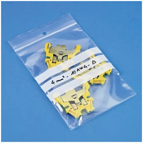 SACCHETTI CHIUSURA A PRESSIONE CON BANDE BIANCHE 100 PZ. - 100X150 MM - 50 MC