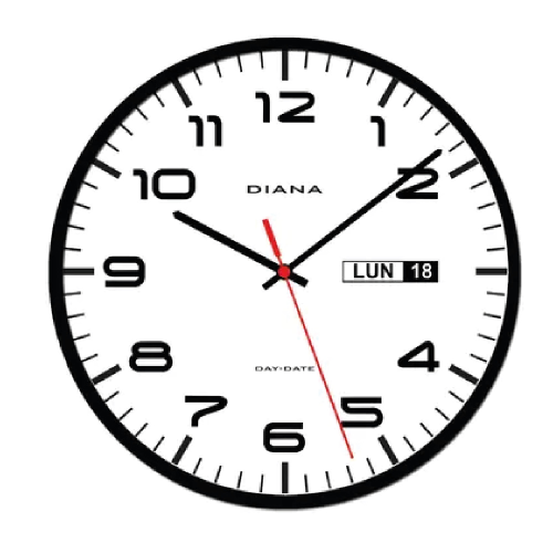 OROLOGIO PARETE CON DATARIO IN ABS Ø 30 CM - 103449 NERO