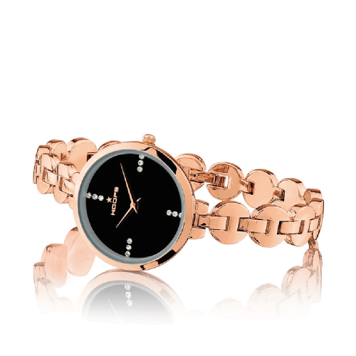 OROLOGIO HOOPS CHAIN ROSE GOLD NERO - 2646L-RG01