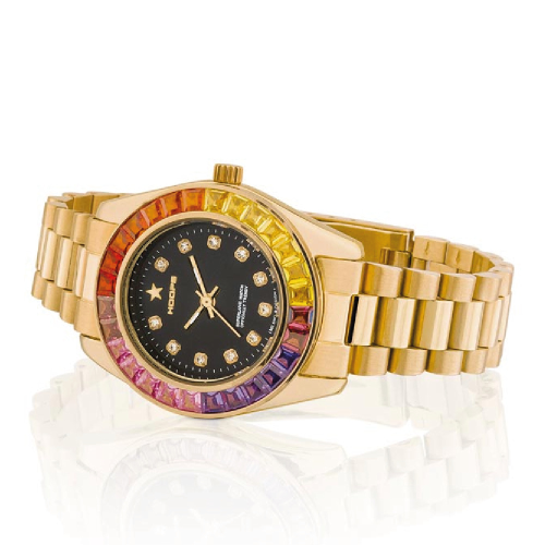 OROLOGIO HOOPS MONTE CARLO YELLOW GOLD NERA / RAINBOW - 2644L-G02