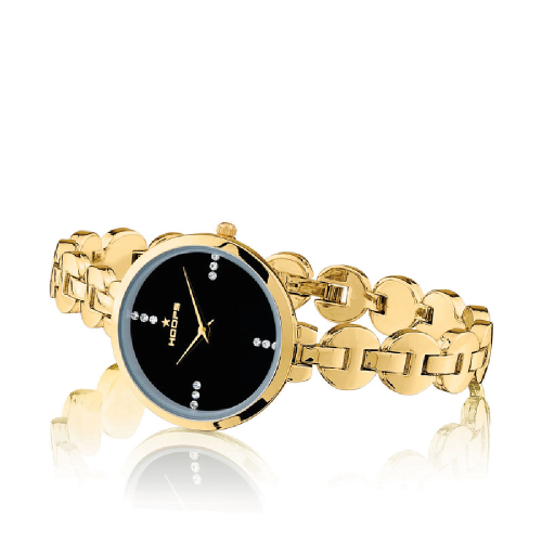 OROLOGIO HOOPS CHAIN YELLOW GOLD NERO - 2646L-G01