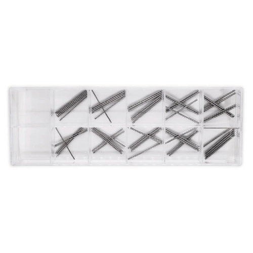 ASSORTIMENTO 60 PZ. PERNI ZIGRINATI IN ACCIAIO - Ø 0.80 / 1.20 MM - L. 27 MM