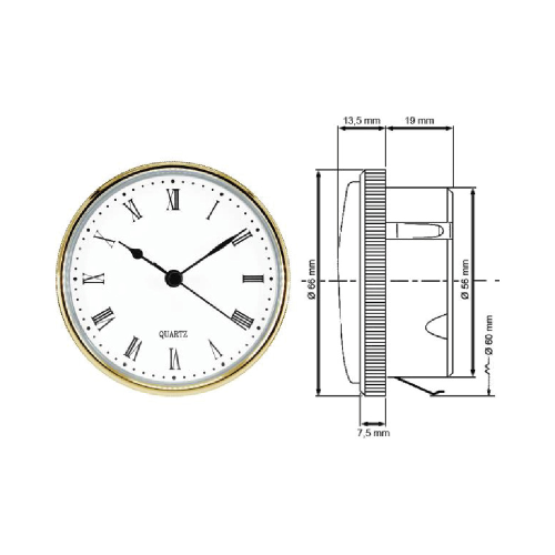 CALOTTA INCASSO GOLD 66 MM NUMERI ROMANI - 40066