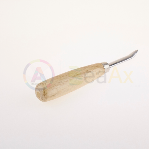 BRUNITORE IN ACCIAIO LAMA CURVA E MANICO IN LEGNO 150 MM